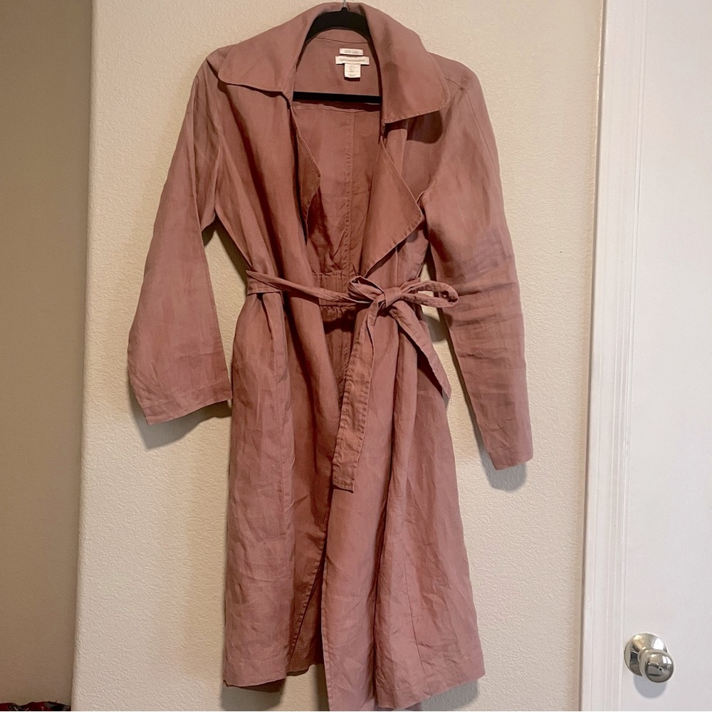 Catherine Malandrino Blush Rose Linen Trench Coat